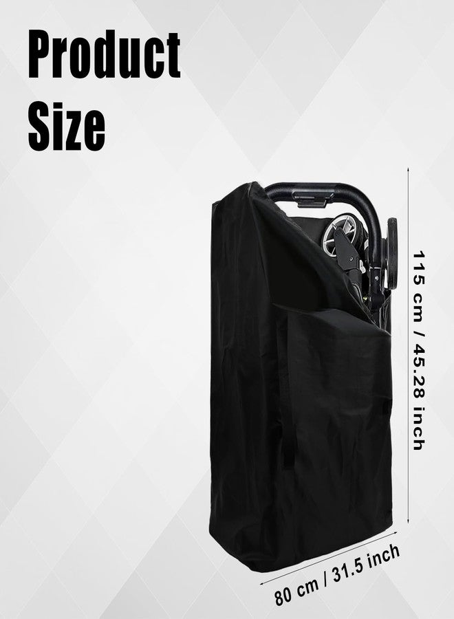 lasuroa Stroller Bag for Airplane, Stroller Bag for Gate Check Stroller Travel Bag with Handle Waterproof Baby Stroller Cover for Airplane Travel (Black) - Image 2